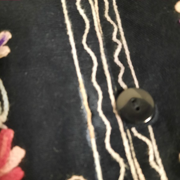 TAKE‎ TWO WOMEN'S M BLACK FLORAL EMBROIDERED BOHO BUTTON UP LONG SLEEVE JACKET - Picture 8 of 8